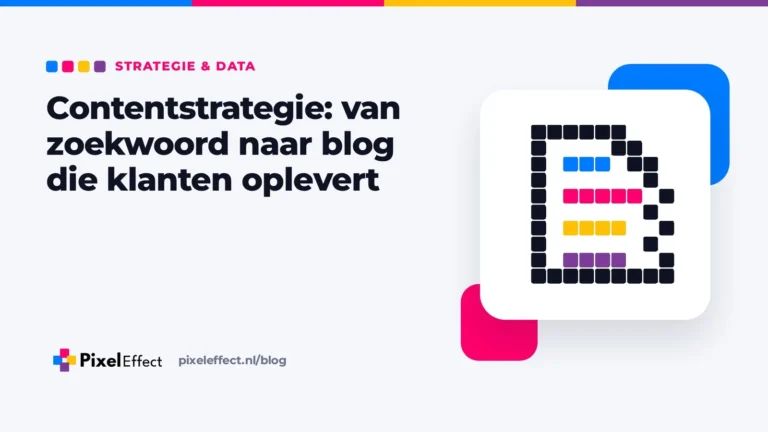 Blogafbeelding over contentstrategie voor ondernemers met een pixelicoon van een document met tekstregels