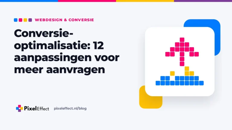 Blogafbeelding over conversie-optimalisatie van je website met een pixelicoon van een pijl omhoog