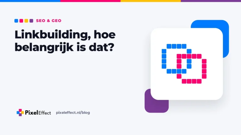 Blogafbeelding over het belang van linkbuilding met een pixelicoon van twee gekoppelde schakels