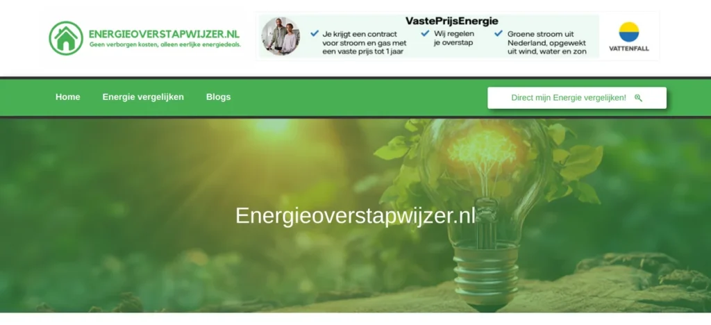 Homepage van Energieoverstapwijzer.nl met een display-banner in de header